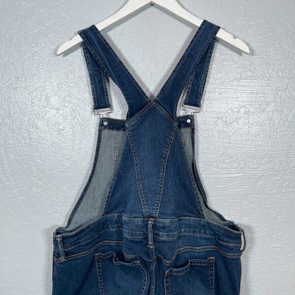 Torrid Women Plus Size 18 Dark Wash Denim Crop Overall Distressed Stretch Pocket - Picture 8 of 10